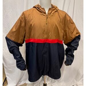 No Boundaries Men's Colorblock Windbreaker Jacket - Brown Red Navy - 2XL (50-52)